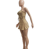 Strapless Lace Up Bandage A-line Bodycon Dress NIYA-8105