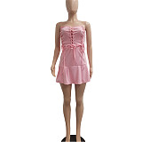 Strapless Lace Up Bandage A-line Bodycon Dress NIYA-8105