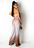 Gradient Strapless Crop Top Loose Wide Leg Pants Set ANDI-1339