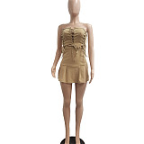 Strapless Lace Up Bandage A-line Bodycon Dress NIYA-8105