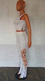 Knitted Stretchy Tank Crop Top+Side Lace Up Pants Set LX-6925