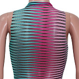 Sleeveless See Through Bodycon Striped Mini Dress SH-390272