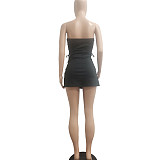 Strapless Lace Up Bandage A-line Bodycon Dress NIYA-8105