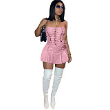 Strapless Lace Up Bandage A-line Bodycon Dress NIYA-8105