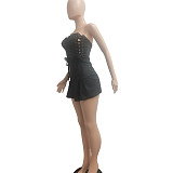 Strapless Lace Up Bandage A-line Bodycon Dress NIYA-8105