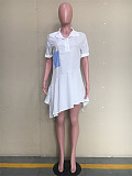 Half Sleeve Irregular Loose White Shirt Dress ORY-5130-1