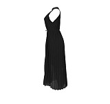 Elegant Sleeveless High Waist Pleated Chiffon Dress ASL-6570