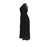 Elegant Sleeveless High Waist Pleated Chiffon Dress ASL-6570