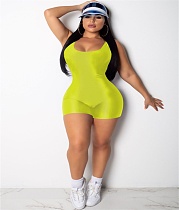 Sexy Sleeveless Solid-Color Midriff Tank Top Romper TE-3671