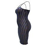 Plus Size Mesh See-through Sleeveless Midi Pencil Dress JLY-19324