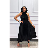 Elegant Sleeveless High Waist Pleated Chiffon Dress ASL-6570