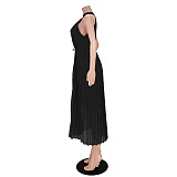 Elegant Sleeveless High Waist Pleated Chiffon Dress ASL-6570