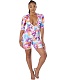 Sexy Low Cut Printing Bodycon Short Jumpsuit Rompers FSL-018