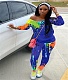 Fashion Splash Ink Print Slanted Shoulder Two-piece Pants Set YFS-3570