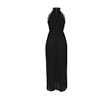 Elegant Sleeveless High Waist Pleated Chiffon Dress ASL-6570
