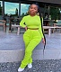 Autumn Solid Color Long Sleeve Short T-shirt Pleated Pants Suit FNN-8523