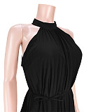 Elegant Sleeveless High Waist Pleated Chiffon Dress ASL-6570