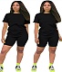 Solid Color Round Neck Short Sleeves Leisure Cotton Two Pieces Set TE-3998