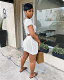 Solid Knitted Lace Up Back Crop Top+Mini Skirt Suit TR-1198