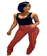 Plaid Print Pleated Hip Lift Fit Stack Pants CM-731