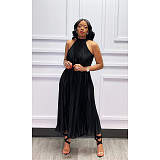 Elegant Sleeveless High Waist Pleated Chiffon Dress ASL-6570