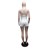 Floral Print Sleeveless V Neck Bodycon Rompers CN-0178