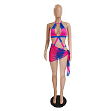 Tie Dye Print Bathing Suits Three Pieces Bikini Set DY-6928