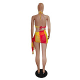 Tie Dye Print Bathing Suits Three Pieces Bikini Set DY-6928