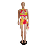 Tie Dye Print Bathing Suits Three Pieces Bikini Set DY-6928