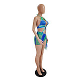 Tie Dye Print Bathing Suits Three Pieces Bikini Set DY-6928