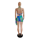 Tie Dye Print Bathing Suits Three Pieces Bikini Set DY-6928