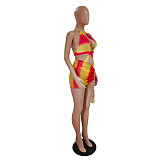 Tie Dye Print Bathing Suits Three Pieces Bikini Set DY-6928