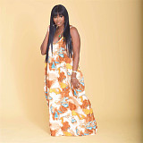 Sleeveless Geometric Print Loose Plus Size Dress TB-5424