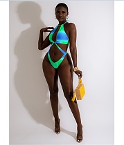 Tie Dye Print Bathing Suits Three Pieces Bikini Set DY-6928