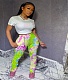 Fashion Colorful Pleated Printed Drawstring Pants NIK-105