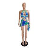Tie Dye Print Bathing Suits Three Pieces Bikini Set DY-6928