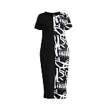 Short Sleeve Letter Print Patchwork African Dress JLY-19329