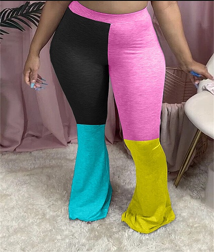 Casual Contrast Color Splicing Tight Flared Trousers ARM-8216
