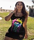 Colorful Eye-Print Sleeveless Burnt-out Milk-Silk Dress BLN-2072