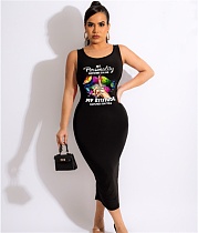 Print Sleeveless Bodycon Classic Tank Tee Dress MDF-5296