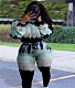Autumn Tie-dye Long Sleeves Crop Top Skinny Pants Suit RS-7139