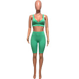 Workout Bra Crop Top Running Shorts 2 Piece Set HMS-5538