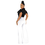 Hollow Out Short Sleeve Stand Collar Shirts Tops NIK-290