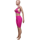 Workout Bra Crop Top Running Shorts 2 Piece Set HMS-5538