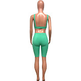 Workout Bra Crop Top Running Shorts 2 Piece Set HMS-5538