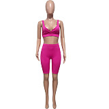 Workout Bra Crop Top Running Shorts 2 Piece Set HMS-5538