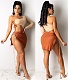 Sexy One Shoulder Eyelet Lace-up Irregular Hollow Out Dress YSF-469