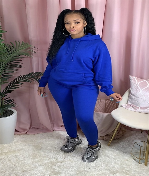 Autumn Solid Color Hoodie Sweatpants Two-piece Set AIL-116