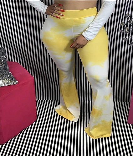 New Tie-Dye High Waist Thin Micro Bell Bottoms HZM-7014