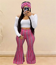Summer Plaid Printed Summer Bell Bottoms Pants YIY-5161